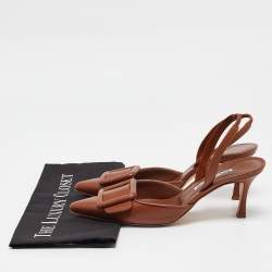 Pre Owned Manolo Blahnik Brown Leather Maysli Pumps Size 39