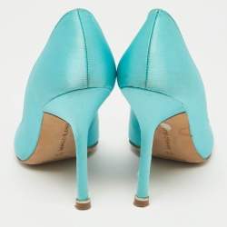 Manolo Blahnik Blue Satin Hangisi Pumps Size 34