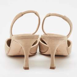 Pre Owned Manolo Blahnik Beige Suede Maysli Slingback Pumps Size 39