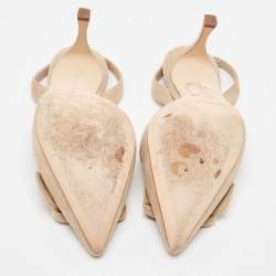 Pre Owned Manolo Blahnik Beige Suede Maysli Slingback Pumps Size 39