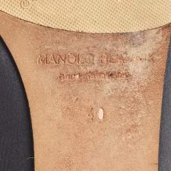 Pre Owned Manolo Blahnik Grey Satin Hangisi Ballet Flats Size 40