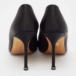 Pre Owned Manolo Blahnik Black Satin Hangisi Pumps Size 40