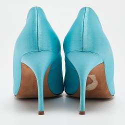 Manolo Blahnik Blue Satin Giuba Pumps Size 40