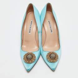 Manolo Blahnik Blue Satin Giuba Pumps Size 40