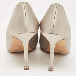 Pre Owned Manolo Blahnik Grey Satin Hangisi Pumps Size 40