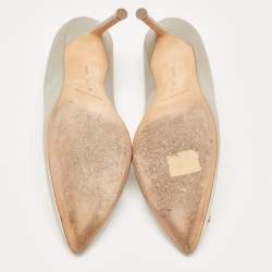 Pre Owned Manolo Blahnik Grey Satin Hangisi Pumps Size 40