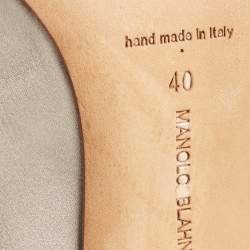 Pre Owned Manolo Blahnik Grey Satin Hangisi Pumps Size 40