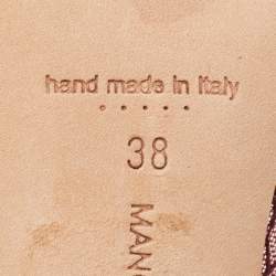 Pre Owned Manolo Blahnik Burgundy Lace and Mesh Hangisi Pumps Size 38