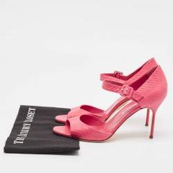 Manolo Blahnik Pink Python Ankle Strap Sandals Size 41