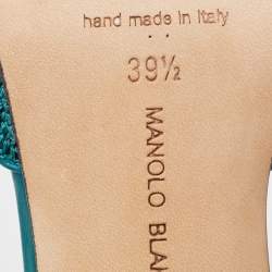 Pre Owned Manolo Blahnik Multicolor Fabric and Leather Pointed Toe Elastic Pumps Size 39.5