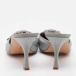 Manolo Blahnik Grey Satin Maysale Mules Size 40