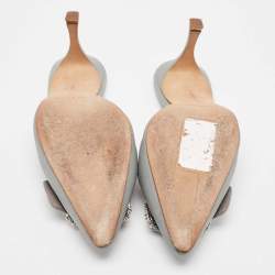Manolo Blahnik Grey Satin Maysale Mules Size 40