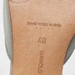 Manolo Blahnik Grey Satin Maysale Mules Size 40