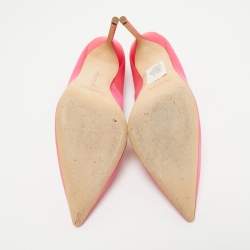 Pre Owned Manolo Blahnik Pink Satin BB Jewel Pumps Size 41