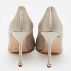 Pre Owned Manolo Blahnik Grey Satin Hangisi Pumps Size 39