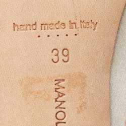 Pre Owned Manolo Blahnik Grey Satin Hangisi Pumps Size 39