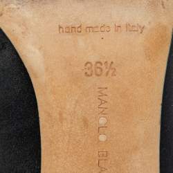 Pre Owned Manolo Blahnik Black Satin Borlak Crystal Embellished Pointed Toe Pumps Size 36.5