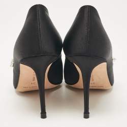 Pre Owned Manolo Blahnik Black Satin Nadira Pumps Size 34