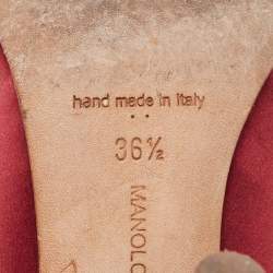 Pre Owned Manolo Blahnik Burgundy Satin Hangisi Pumps Size 36.5