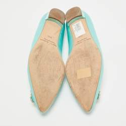 Manolo Blahnik Blue Satin Hangisi Ballet Flats Size 39.5