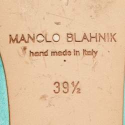Manolo Blahnik Blue Satin Hangisi Ballet Flats Size 39.5