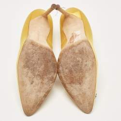 Pre Owned Manolo Blahnik Yellow Satin Hangisi Pumps Size 42