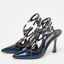 Manolo Blahnik Blue Patent Leather and PVC Pumps Size 37.5