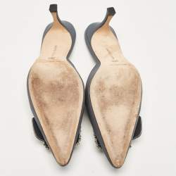 Manolo Blahnik Grey Fabric Maysale Mules Size 38.5