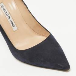 Pre Owned Manolo Blahnik Navy Blue Suede BB Pumps Size 36