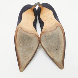 Pre Owned Manolo Blahnik Navy Blue Suede BB Pumps Size 36