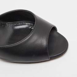 Pre Owned Manolo Blahnik Black Leather Jada Slide Sandals Size 38.5