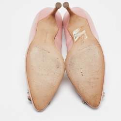 Pre Owned Manolo Blahnik Light Pink Satin Hangisi Pumps Size 35