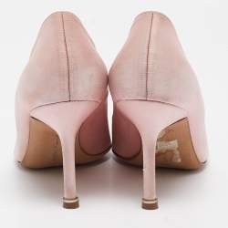 Pre Owned Manolo Blahnik Light Pink Satin Hangisi Pumps Size 35