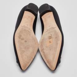 Manolo Blahnik Black Satin Hangisi Ballet Flats Size 41