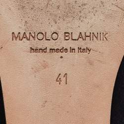 Manolo Blahnik Black Satin Hangisi Ballet Flats Size 41