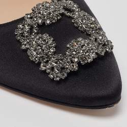 Manolo Blahnik Black Satin Hangisi Ballet Flats Size 41