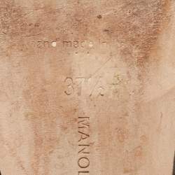 Pre Owned Manolo Blahnik Burgundy Satin Hangisi Ballet Flats 37.5