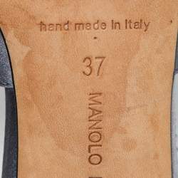 Manolo Blahnik Slate Grey Satin Embellished Martanew Slide Sandals Size 37