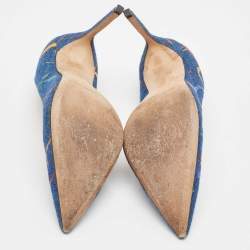 Pre Owned Manolo Blahnik Blue Denim Paint Splatter BB Pumps Size 42