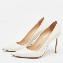 Pre Owned Manolo Blahnik White Leather BB Pumps Size 42