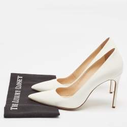 Pre Owned Manolo Blahnik White Leather BB Pumps Size 42