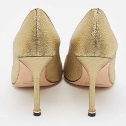Pre Owned Manolo Blahnik Gold Lurex Fabric Hangisi Pumps Size 37