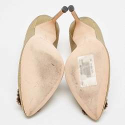 Pre Owned Manolo Blahnik Gold Lurex Fabric Hangisi Pumps Size 37