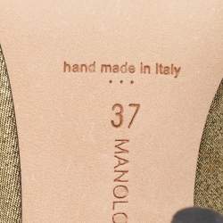 Pre Owned Manolo Blahnik Gold Lurex Fabric Hangisi Pumps Size 37