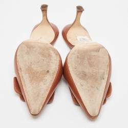 Pre Owned Manolo Blahnik Brown Leather Maysale Mules Size 37