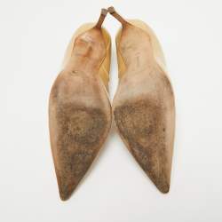 Pre Owned Manolo Blahnik Beige Patent Leather BB Pumps Size 42