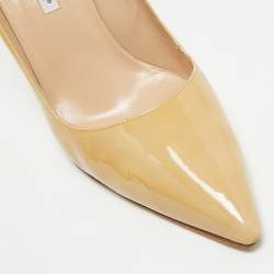 Pre Owned Manolo Blahnik Beige Patent Leather BB Pumps Size 42