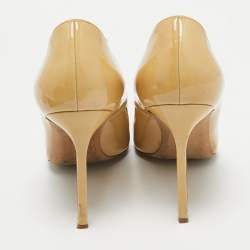 Pre Owned Manolo Blahnik Beige Patent Leather BB Pumps Size 42