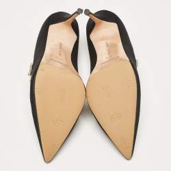 Pre Owned Manolo Blahnik Black Satin Nadira Pumps Size 37.5