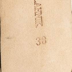 Pre Owned Manolo Blahnik Black Calfhair and Leather Stiped Pumps Size 38